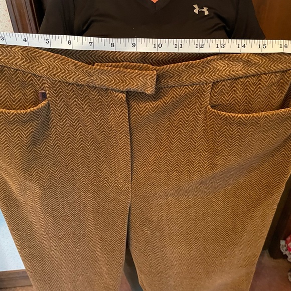 Ralph Lauren Plus Size 14 Brown two  pocket plush pants. Chevronish pattern - Picture 11 of 15